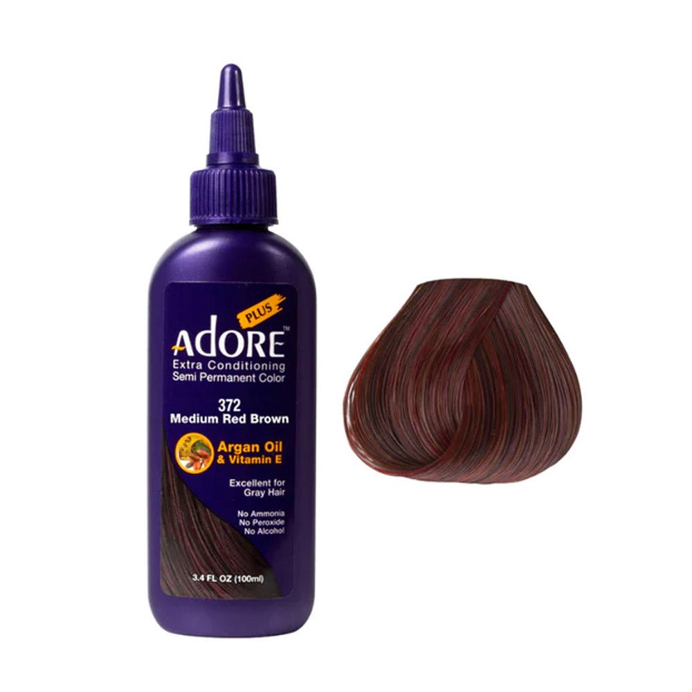 Adore Plus Semi Permanent Hair Color 372 Medium Red Brown 100ml - Price Attack
