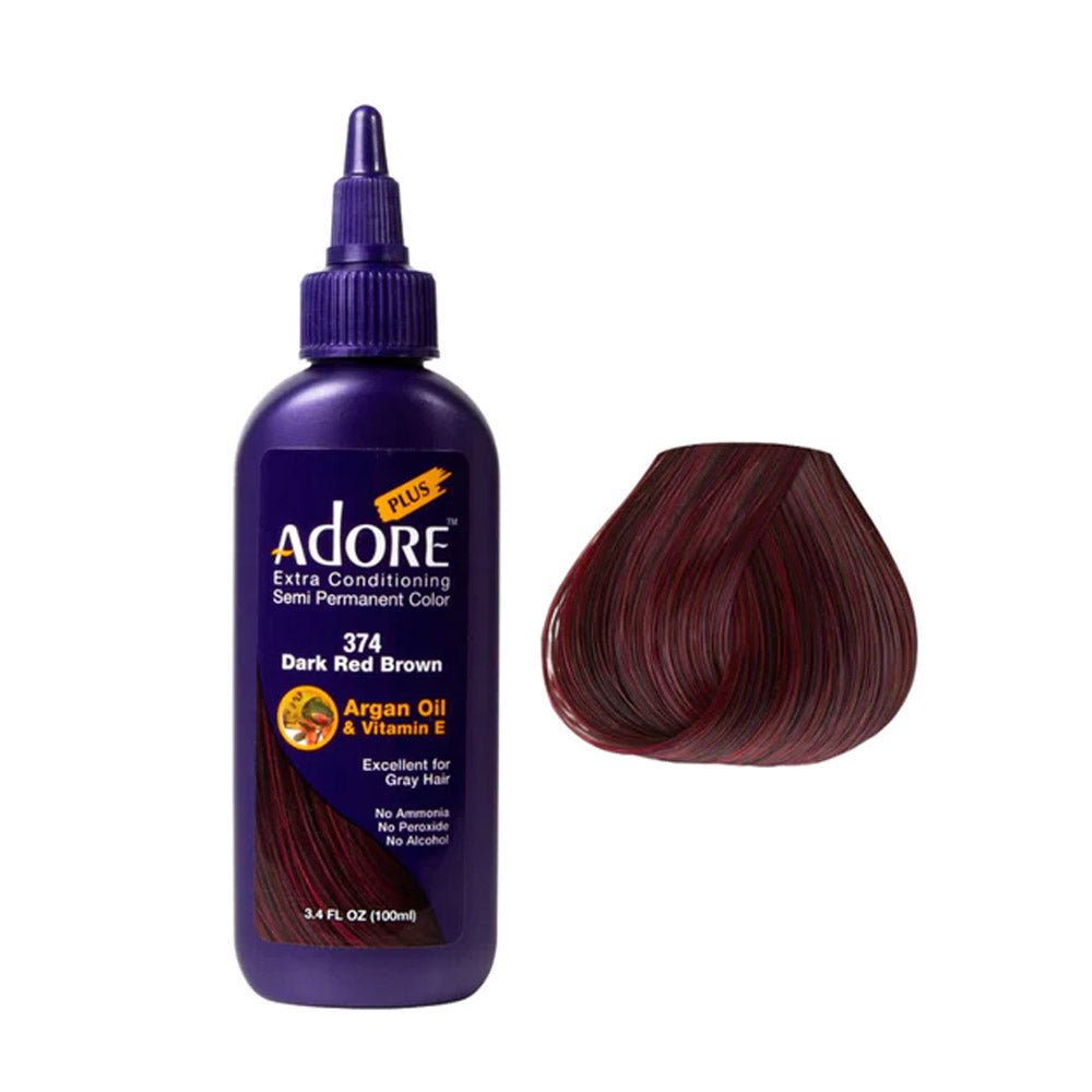 Adore Plus Semi Permanent Hair Color 374 Dark Red Brown 100ml - Price Attack