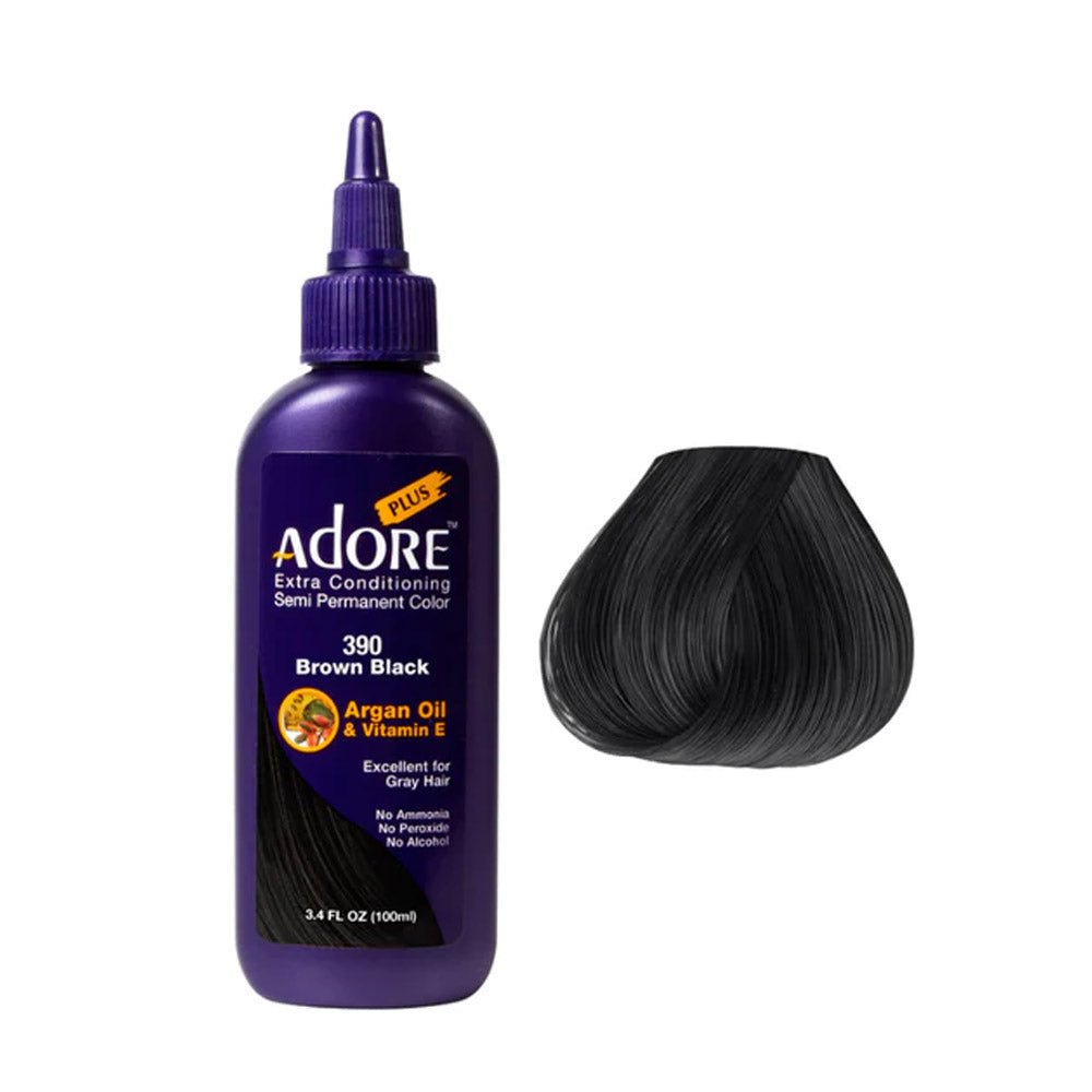 Adore Plus Semi Permanent Hair Color 390 Brown Black 100ml - Price Attack