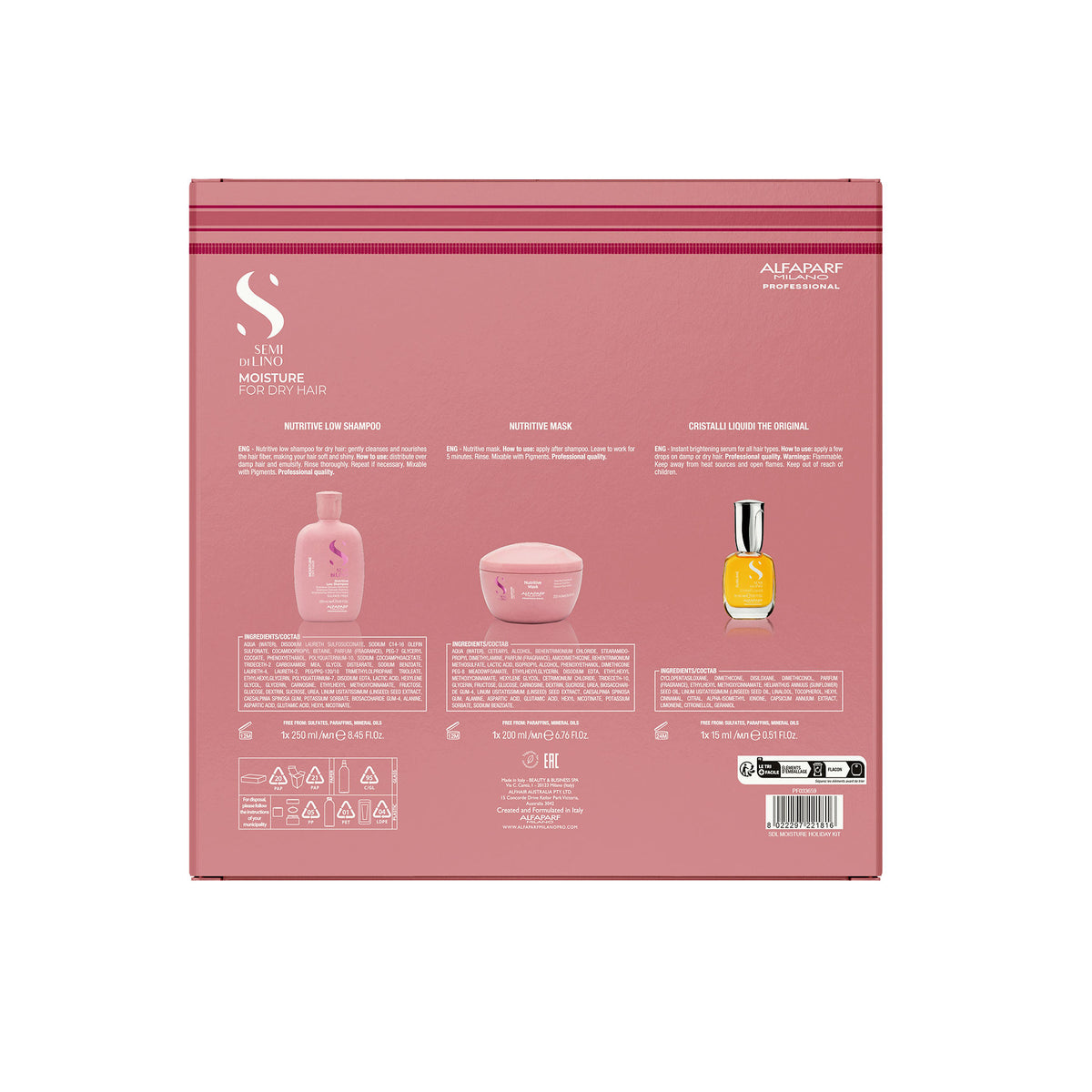 Alfaparf Milano Semi Di Lino Moisture Nutritive Trio Pack