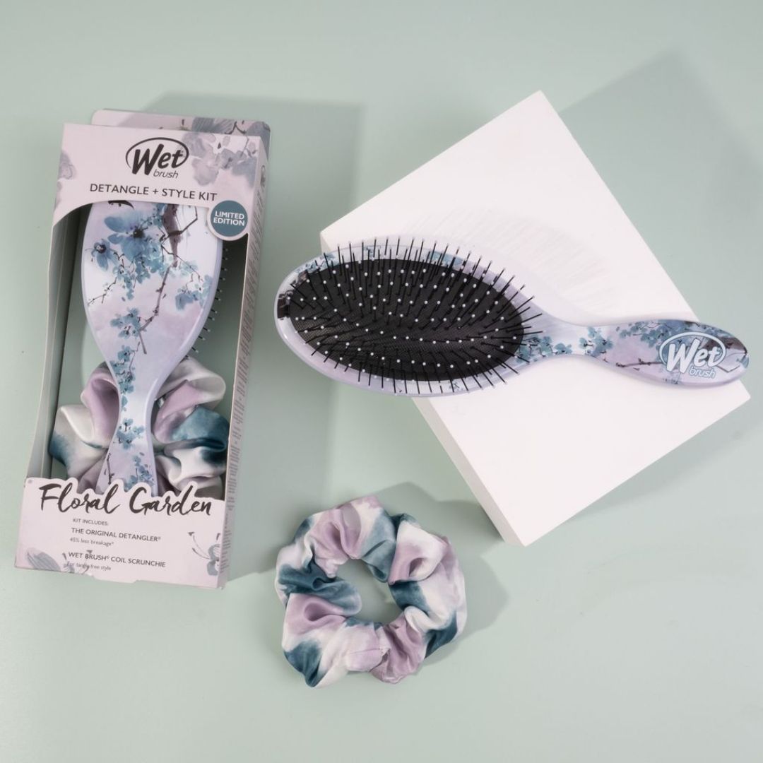 Wet Brush Detangle & Scrunchie Floral Garden Style Kit