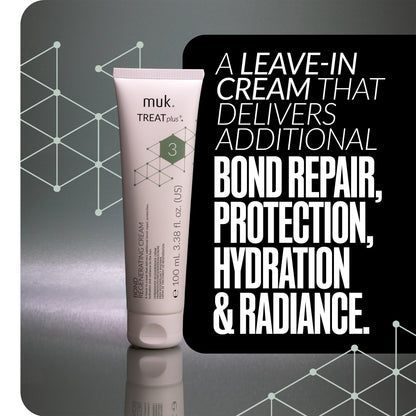 Tube of muk Leave-In Cream with text on a gray background