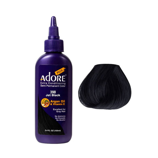 Adore Plus Semi Permanent Hair Color 398 Jet Black 100ml - Price Attack