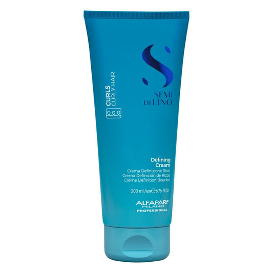A 200 ml squeeze tube of Alfani Par Professional Semi Deline Defining Cream for curls and defined hair, in a vibrant teal-blue color with white and dark blue text.