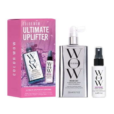 Color Wow hair care product set with packaging on a white background