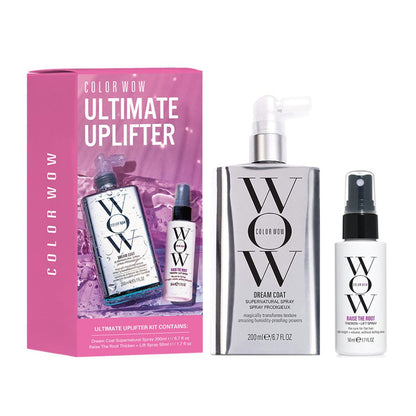 Color Wow hair care product set with packaging on a white background