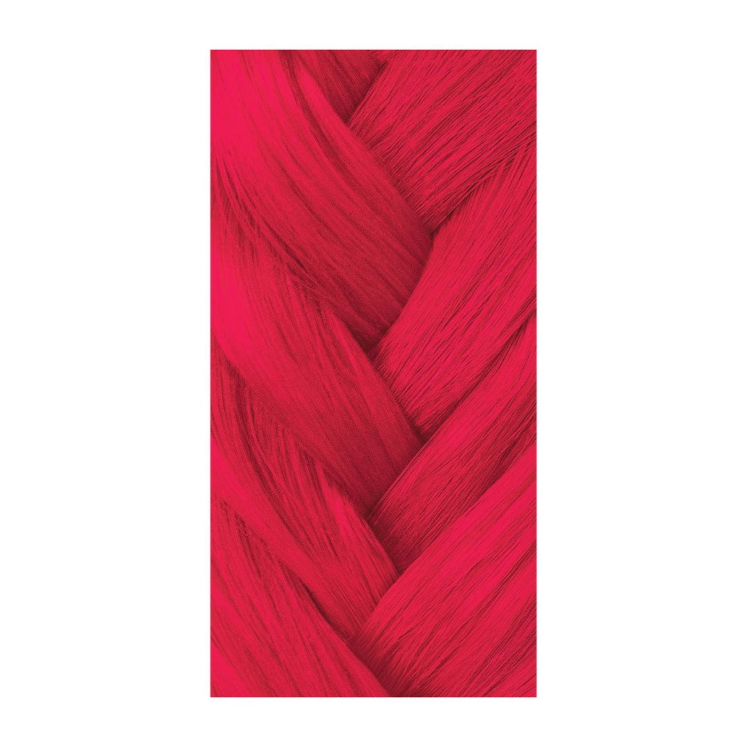 Red hair color swatch with a braided pattern on a white background