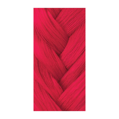 Red hair color swatch with a braided pattern on a white background