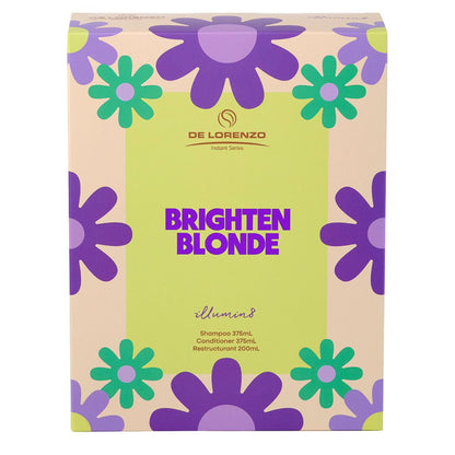 De Lorenzo hair care product packaging with floral design on a beige background