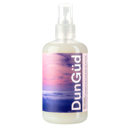 Bottle of DunGud product with a colorful label on a white background