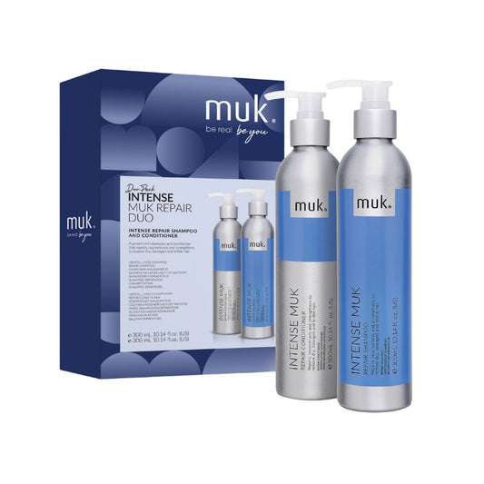 Muk Intense Repair Duo hair care set with packaging on a white background