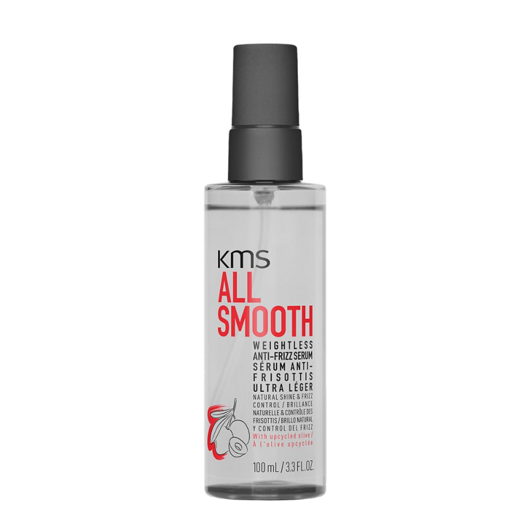 KMS All Smooth hair serum bottle on a white background