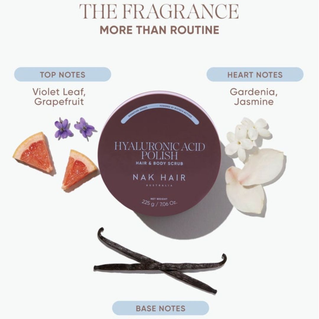 NAK Signature Senses Hyaluronic Acid Polish Hair & Body Scrub 225g