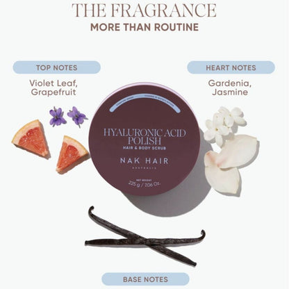 NAK Signature Senses Hyaluronic Acid Polish Hair & Body Scrub 225g