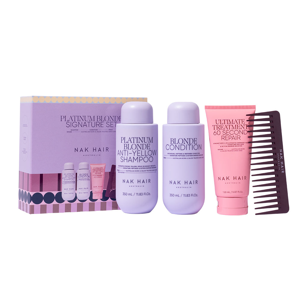 NAK Signature Platinum Blonde Anti-Yellow Trio Pack + Bonus Comb