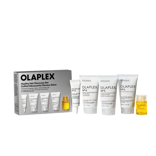 Olaplex hair care product set with packaging on a white background
