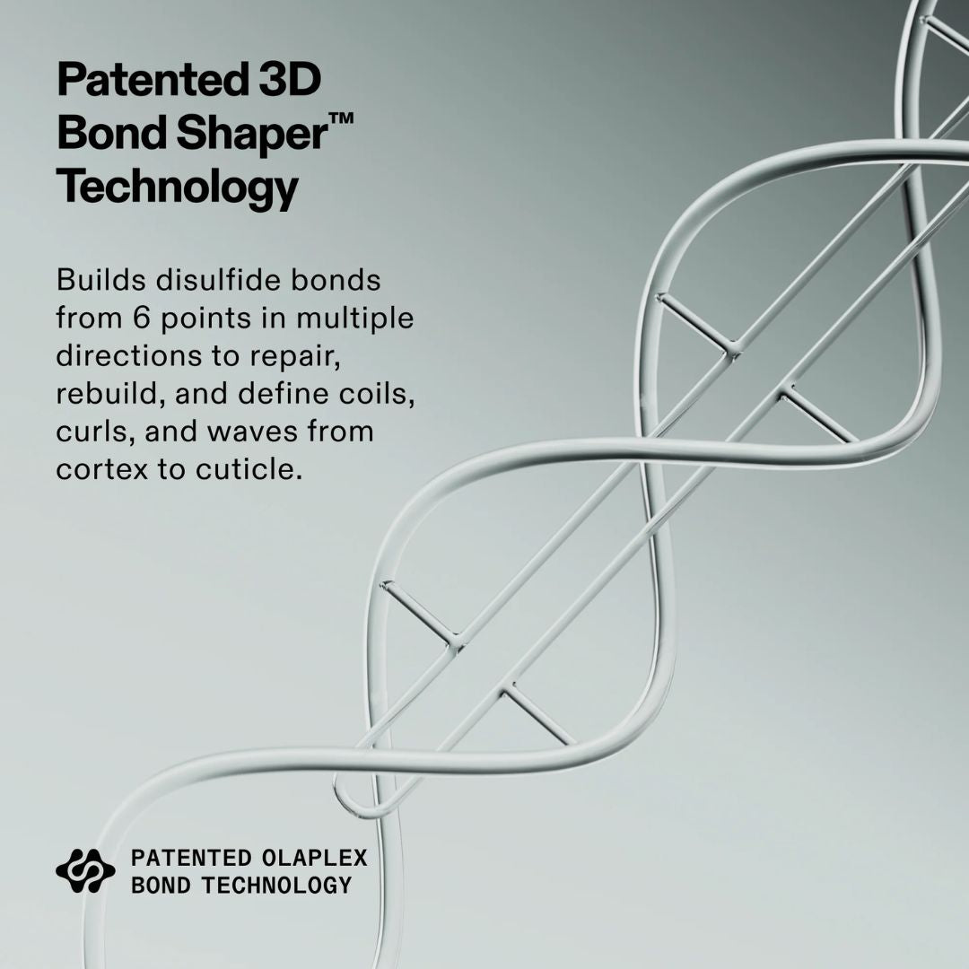 Advertisement for Patented 3D Bond Shaper Technology with a white spiral design on a gray background.