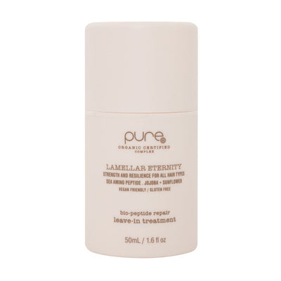 White container of 'pure' Lamellar Eternity leave-in treatment on a white background