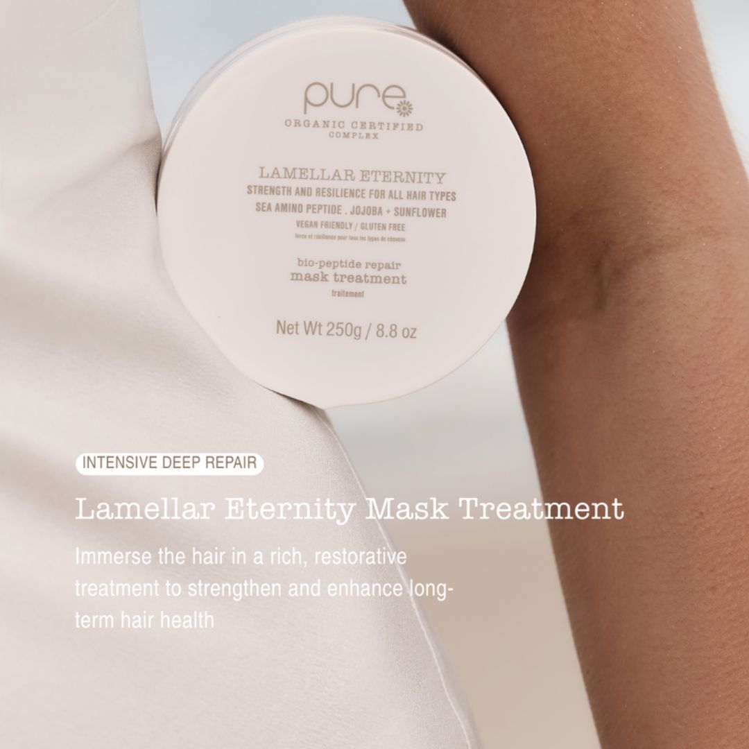 Lamellar Eternity Mask Treatment container with text on a light background