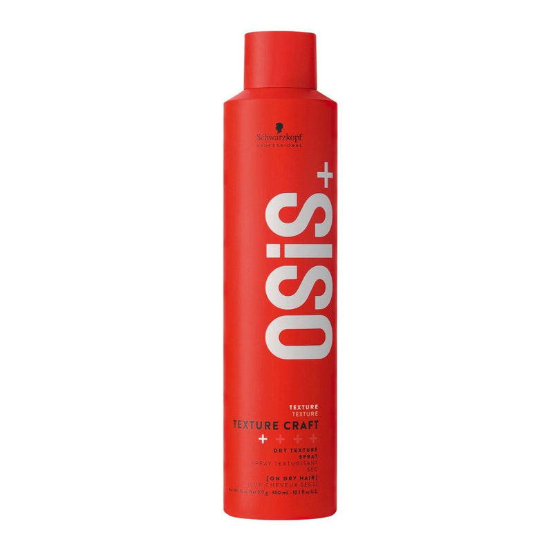 Red hair product bottle with 'OSIS+' branding on a white background