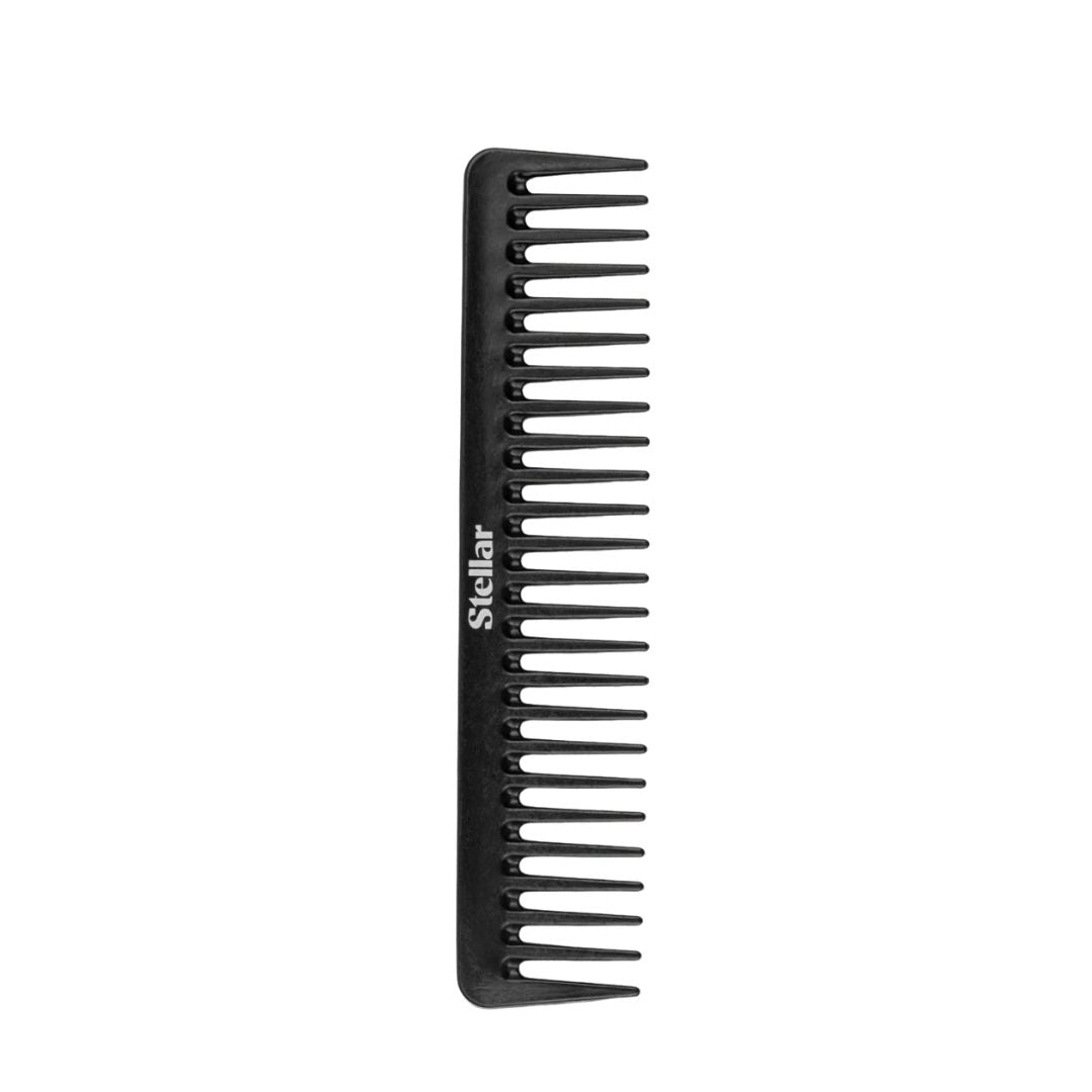 Black comb with 'Stellar' branding on a white background