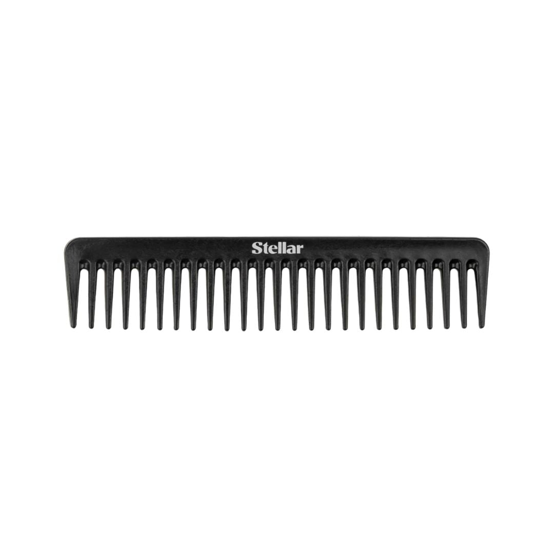 Black comb with 'Stellar' branding on a white background