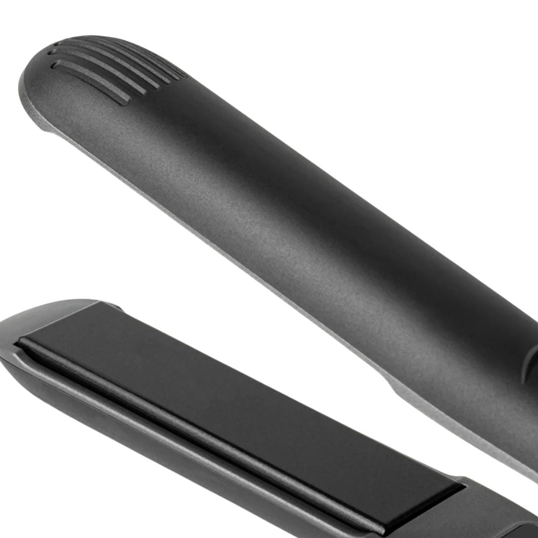 Black electronic device on a white background