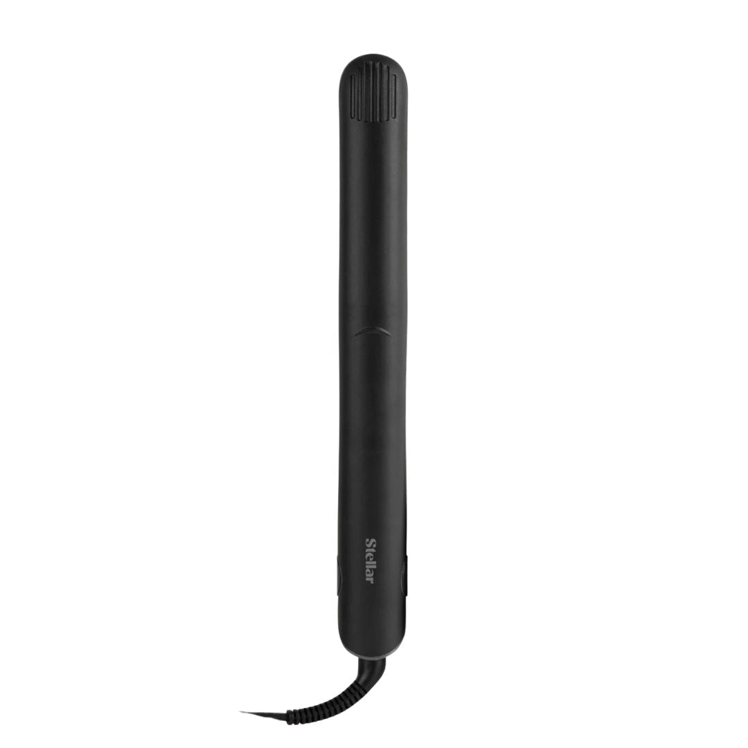 Black hair straightener on a white background