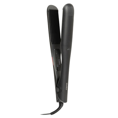 Black hair straightener on a white background