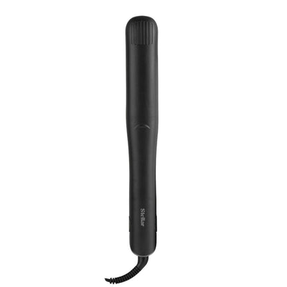 Black hair straightener on a white background