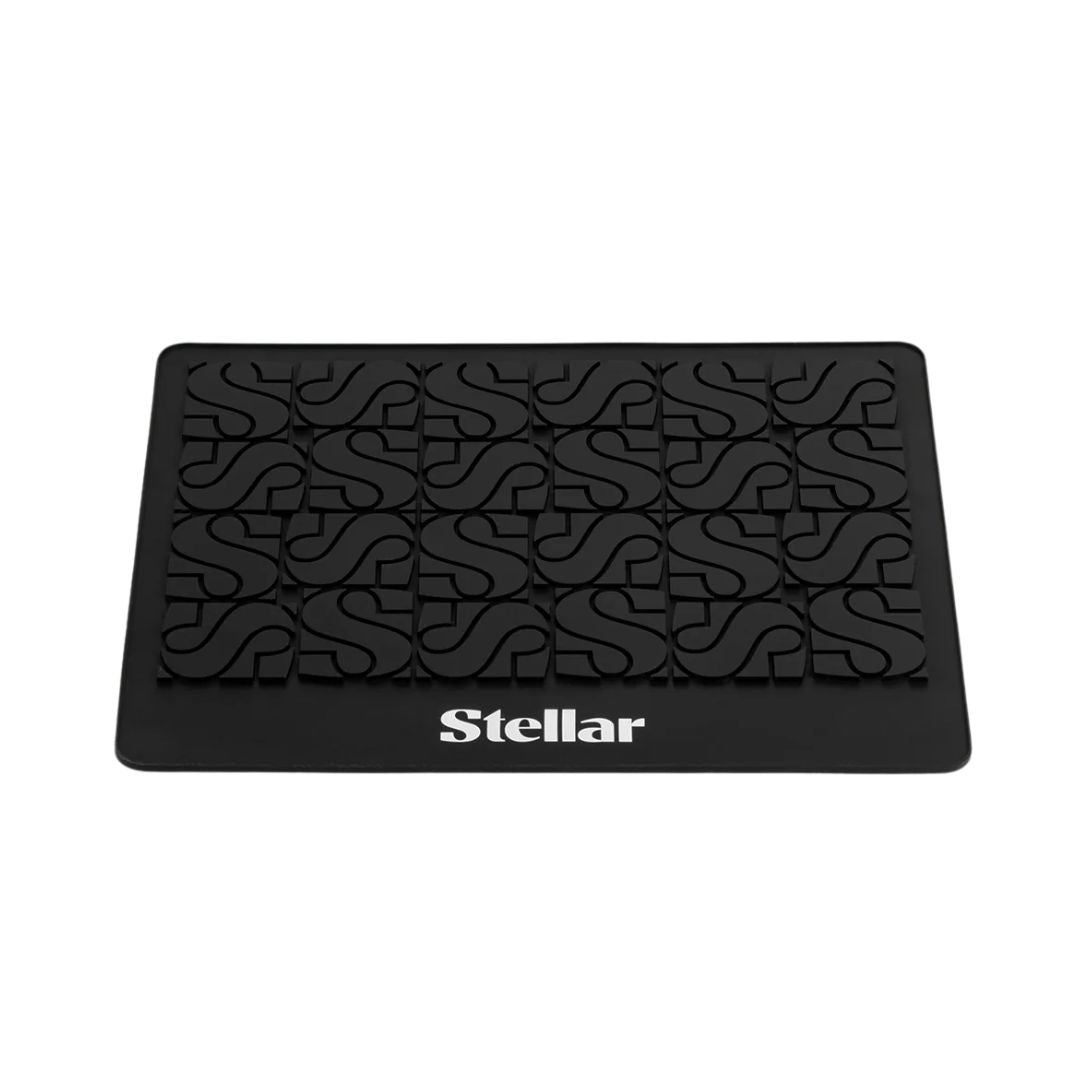 Black textured mat with 'Stellar' branding on a white background