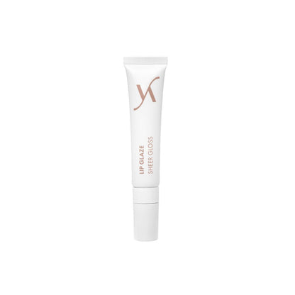 A white squeeze tube of XN Lip Glaze Sheer Gloss with rose gold lettering, centered on a plain white background.