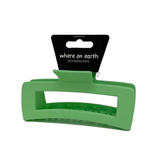 Where on Earth Rectangular Claw Clip Pastel Green 13cm - Price Attack