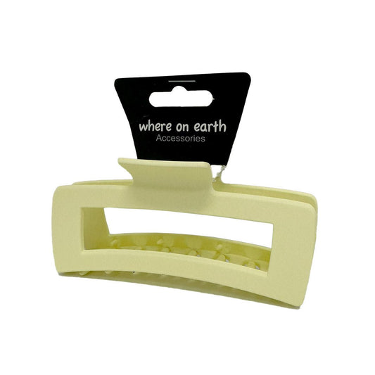 Where on Earth Rectangular Claw Clip Pastel Yellow 13cm - Price Attack