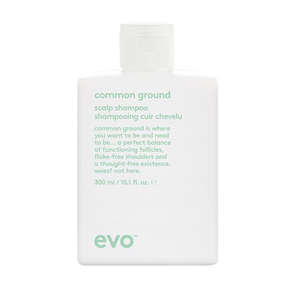 Evo common ground scalp shampoo bottle on a white background