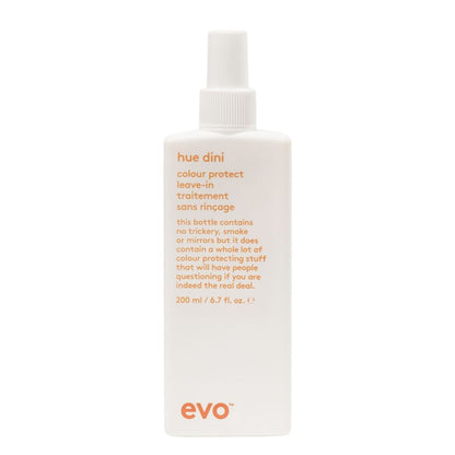 Evo hue dini color protect leave-in treatment bottle on a white background