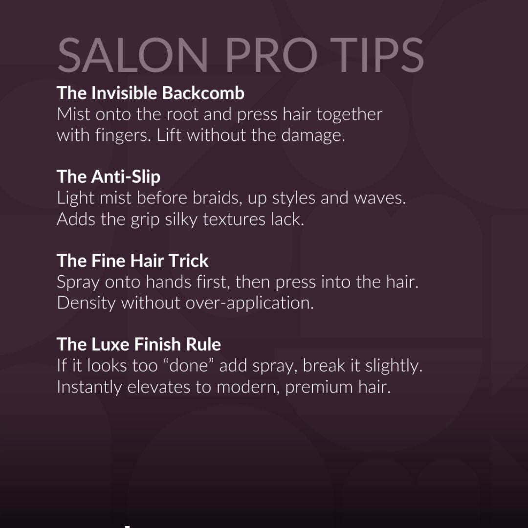 Salon pro tips for hair care on a dark background