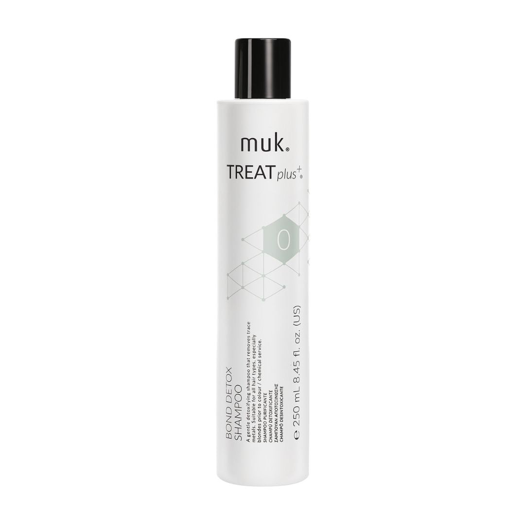 muk. Treat+ shampoo bottle on a white background