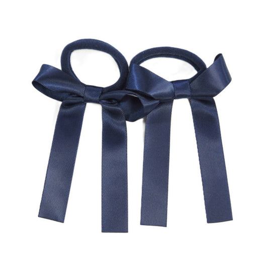 Where On Earth Satin Pony Bow Navy Blue - Price Attack