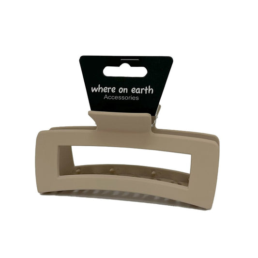 Where on Earth Rectangular Claw Clip Pastel Beige 13cm - Price Attack
