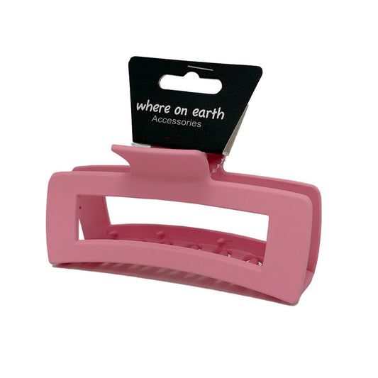 Where on Earth Rectangular Claw Clip Pastel Pink 13cm - Price Attack